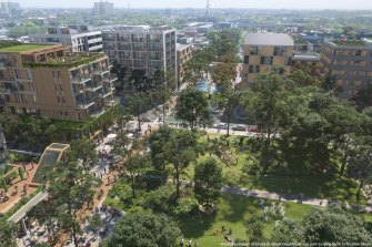 An artist impression of the redeveloped North Richmond estate, looking north.