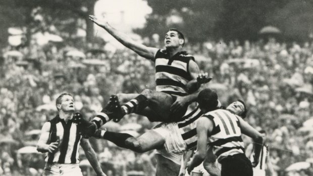 Graham 'Polly' Farmer in action for Geelong in the 1960s.