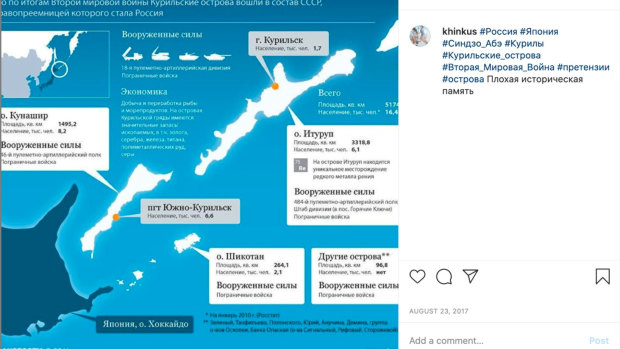 Russia influence campaign material found on Facebook showed the Kuril Islands.