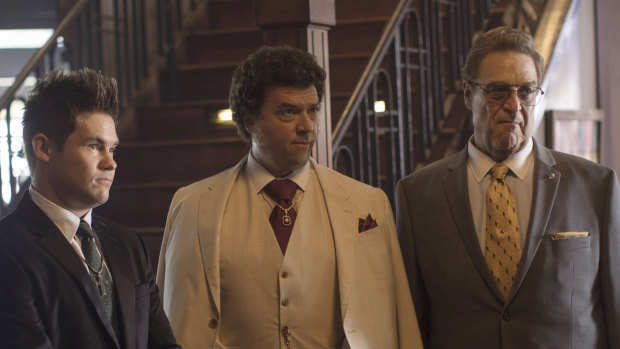 Danny McBride, centre, with The Righteous Gemstones co-stars Adam DeVine and John Goodman.
