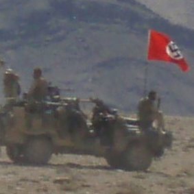 A Nazi swastika flag flown on an Australian Army vehicle in Afghanistan.