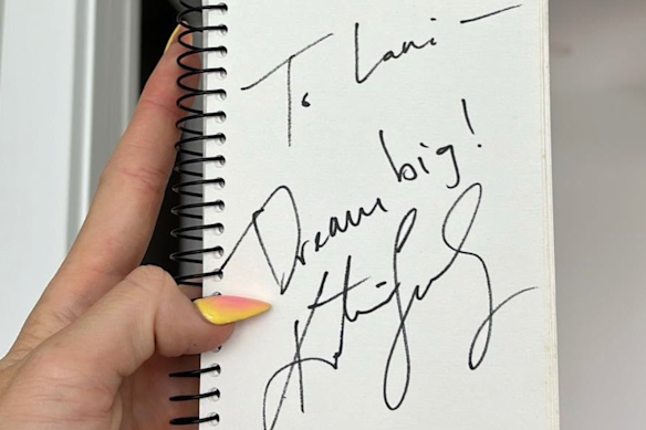 Katie Ledecky signed this autograph for a 14-year-old Lani Pallister.