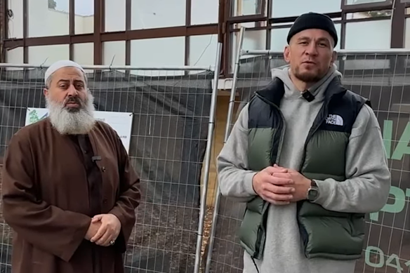Sheikh Kamal Taleb and Sonny Bill Williams onsite at the Carlton mosque in June 2023.