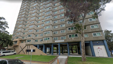 The public housing tower at 12 Holland Court in Flemington. 