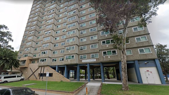 The public housing tower at 12 Holland Court in Flemington. 