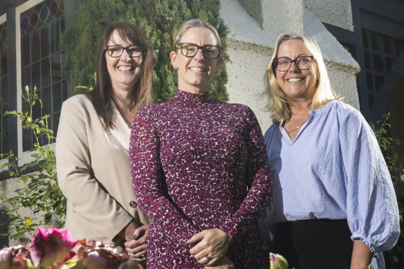 Mentone Grammar Deputy Principal Nichole Hargreaves, Head of Greenways Campus Julie James and Head of English Prue Richards.