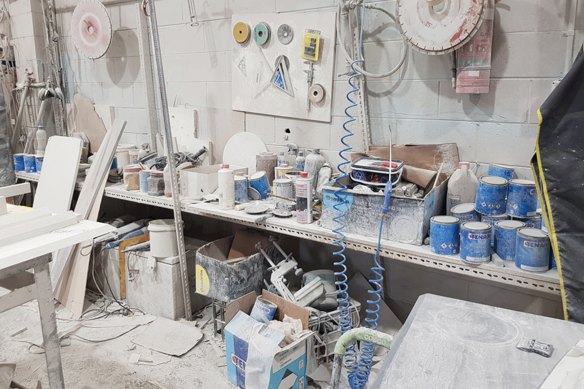 Dinh Tran’s silica dust-covered workplace