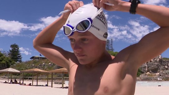 Cooper Cheshire was the youngest-ever swimmer to complete a solo Rottnest Channel Swim crossing last year.