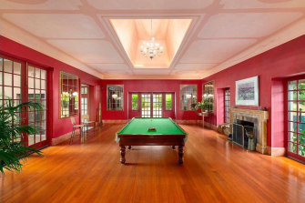 The Poolman House mansion hosts a private ballroom (pictured) and five marble bathrooms.