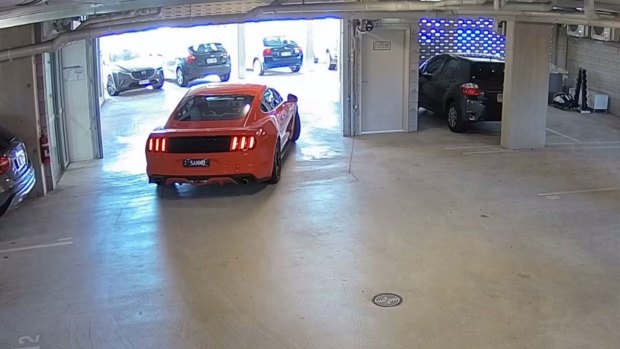 Footage of Samuel Thompson leaving his Albion unit complex in his distinctive Mustang.