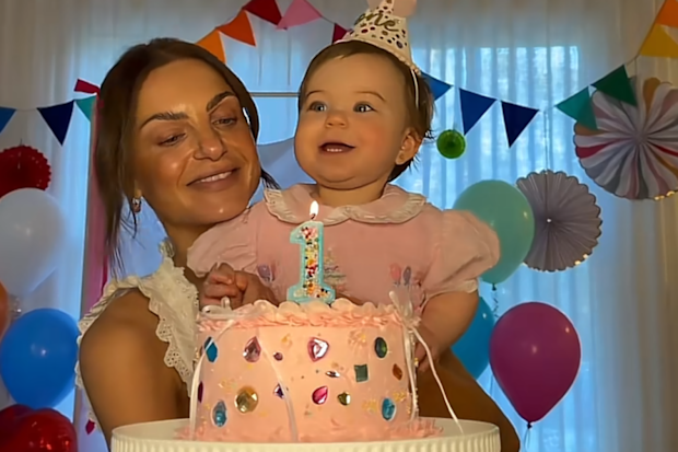Domenica Calarco with daughter Dove on her first birthday.