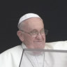 Pope Francis prays at the Vatican on Sunday ahead of his trip to Lisbon.