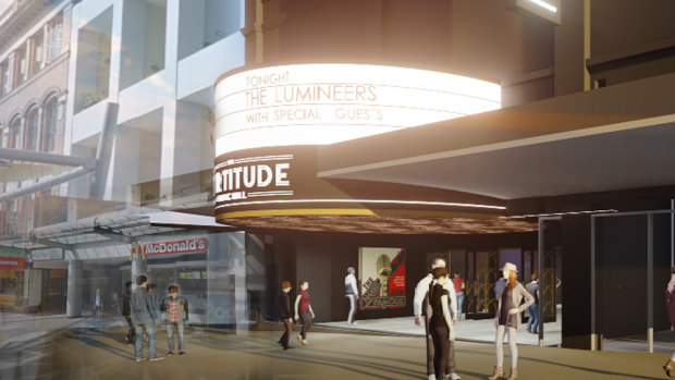 Artist's impression of the Fortitude Music Hall in the Brunswick Street Mall.