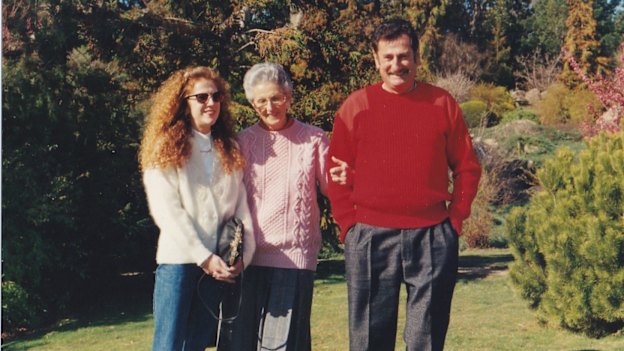 Lisa with parents Margaret and Kerry Spender in Canberra, 1994.