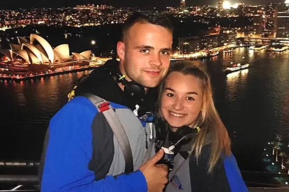 Lois Cartridge, 24, exaggerated injuries from a car crash to boost insurance claim. Photo taken during Bridgeclimb Sydney.