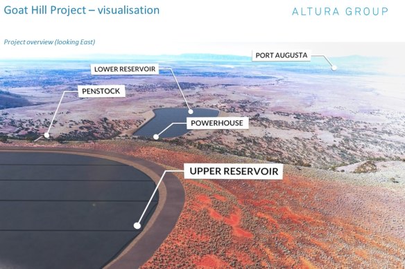 Delta Electricity’s proposed Goat Hill pumped hydro project in South Australia. 