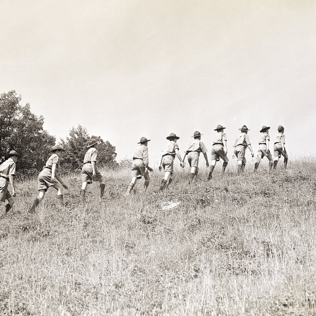 Scouts during an outdoor activity in the 1940s, when the organisation’s numbers were healthy and it did not have to compete with screens for children’s attention.