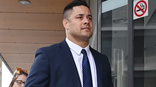 Jarryd Hayne arrives at court on Monday.