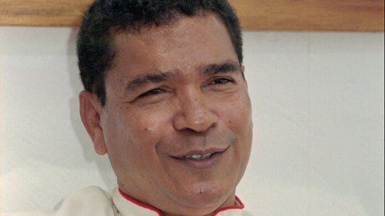 Bishop Carlos Felipe Ximenes Belo pictured at his home in Dili in 1996, the year he was a co-recipient of the Nobel Peace Prize.