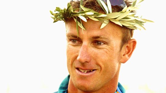 Australian silver medallist Nathan Baggaley at the 2004 Athens Olympics.