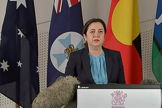 Queensland Premier Annastacia Palaszczuk addressing the media this morning. 