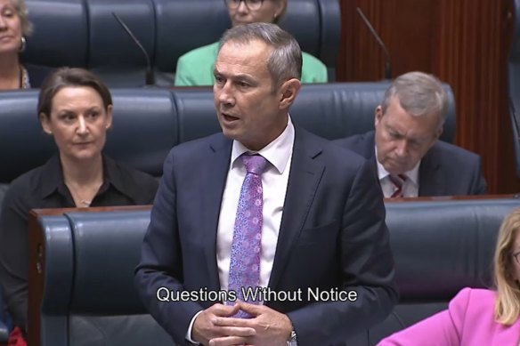 Premier Roger Cook in Parliament today. 