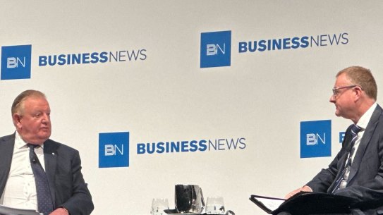 Property developer Nigel Satterley speaking at this morning’s Business News breakfast event.