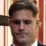 Jack de Belin wipes away tears at sister's evidence of 'caring, empathetic' person