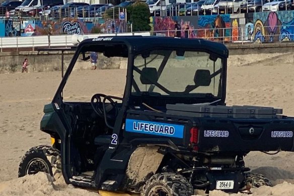 A Bondi lifeguard beach buggy was bogged and another missing after a break in.