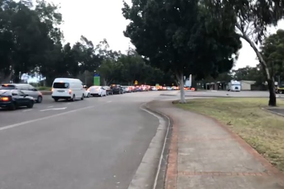 The queues for testing at Fairfield. 