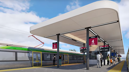 The shelters of the proposed Bayswater train station have been the source of social media jokes for their resemblance to a Bunnings trestle table.