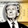 Donald Trump in front of a US dollar bill and gold bar