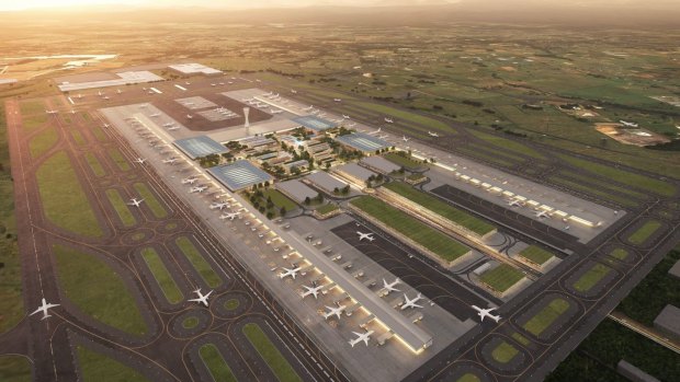An artist’s impression of Western Sydney Airport. A Liberal MP has criticised the government for not putting in place a windfall gains tax to capture increased values around major infrastructure projects.