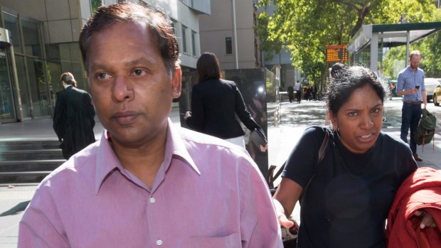 Kandasamy (left) and Kumuthini Kannan outside a court in 2017.