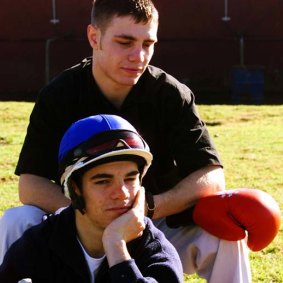 A young Stathi Katsidis, front, with his brother Michael in Toowoomba, 2000.