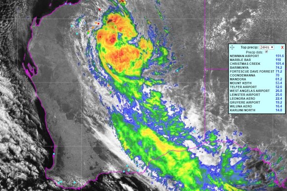 Cyclone Blake, now downgraded to a tropical low, is moving in a south-easterly direction. 