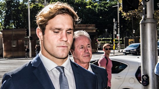 Jack de Belin arrives at Downing Centre court in May last year.