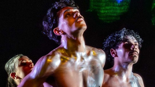 Bangarra dancers perform Illume at the Sydney Opera House. Illume is Bangarra’s first season on the Sydney Opera House mainstage of the Joan Sutherland Theatre. 