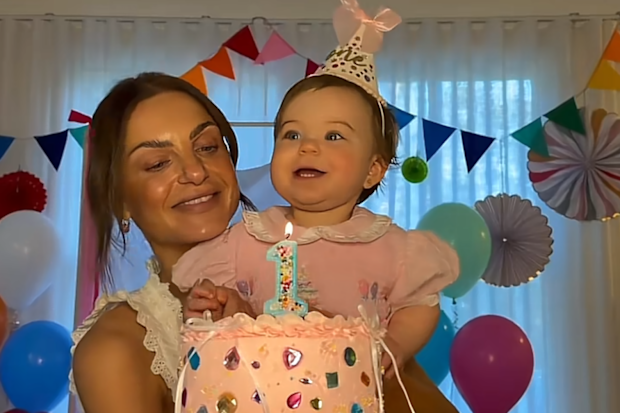 Domenica Calarco with daughter Dove on her first birthday.