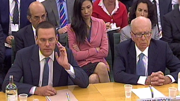 James and Rupert Murdoch giving evidence on the News of the World phone-hacking scandal in 2011.