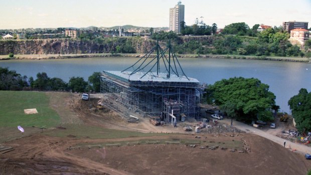 The Riverstage under construction in the late 1980s.