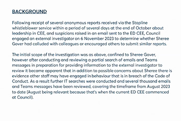 A report on an internal investigation at the City of Parramatta, as shown in evidence at ICAC.