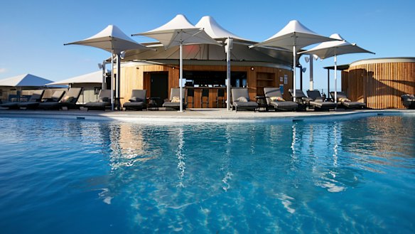 The massive pool with bar is nestled behind Pinky's Beach Club and is available only to guests of the resort.