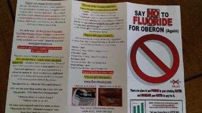 One of the many pamphlets dropped in letterboxes in Oberon before council debates whether to reverse its anti-fluoride position. 