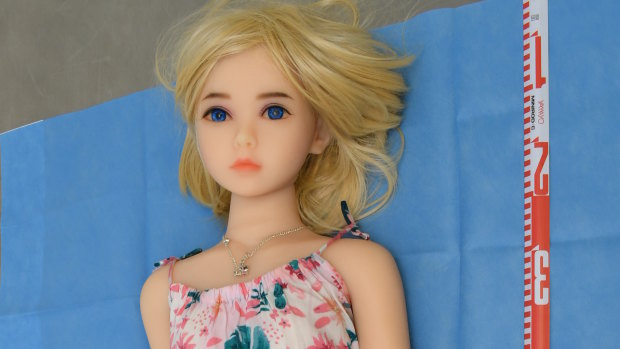 One of the child-like sex dolls that was found by police in the man’s Riverhills home. 
