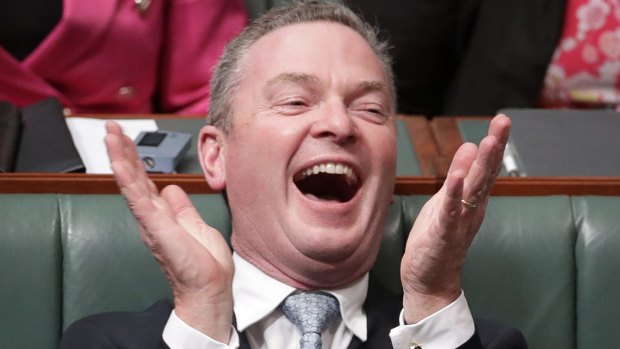 Minister for Defence Industry and Leader of the House Christopher Pyne during Question Time in Canberra, December 2017. 