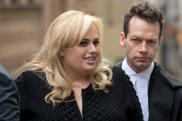 Actress Rebel Wilson arriving at the Supreme Court with Matt Collins QC during her high-profile defamation action.