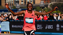 Kenya’s Peres Jepchirchir winning the 2026 Sydney Marathon.