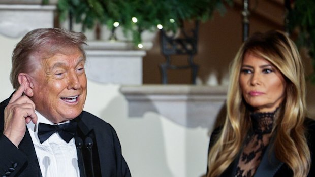Stop laughing, this is serious ... President Donald Trump at the Congressional Ball in the Grand Foyer of the White House on Thursday.