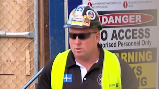 CFMEU Queensland organizer Luke Gibson. Screenshot from Better Out than In video.